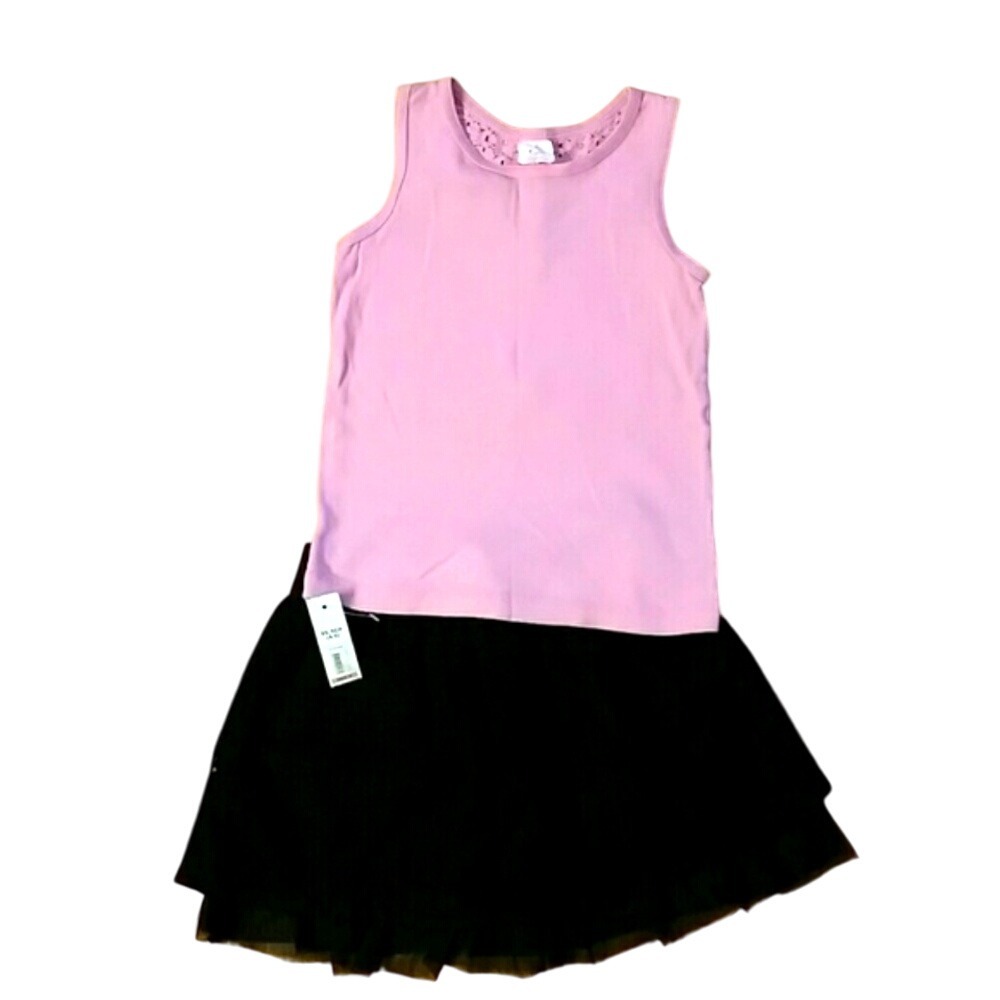 Faded Glory Girls NWT Black Lace Skirt with Circo Pink Lace Tank Top Size 4T‎